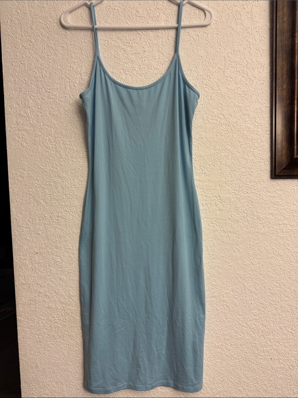 Light Blue Spaghetti-Strap Midi Slip Dress